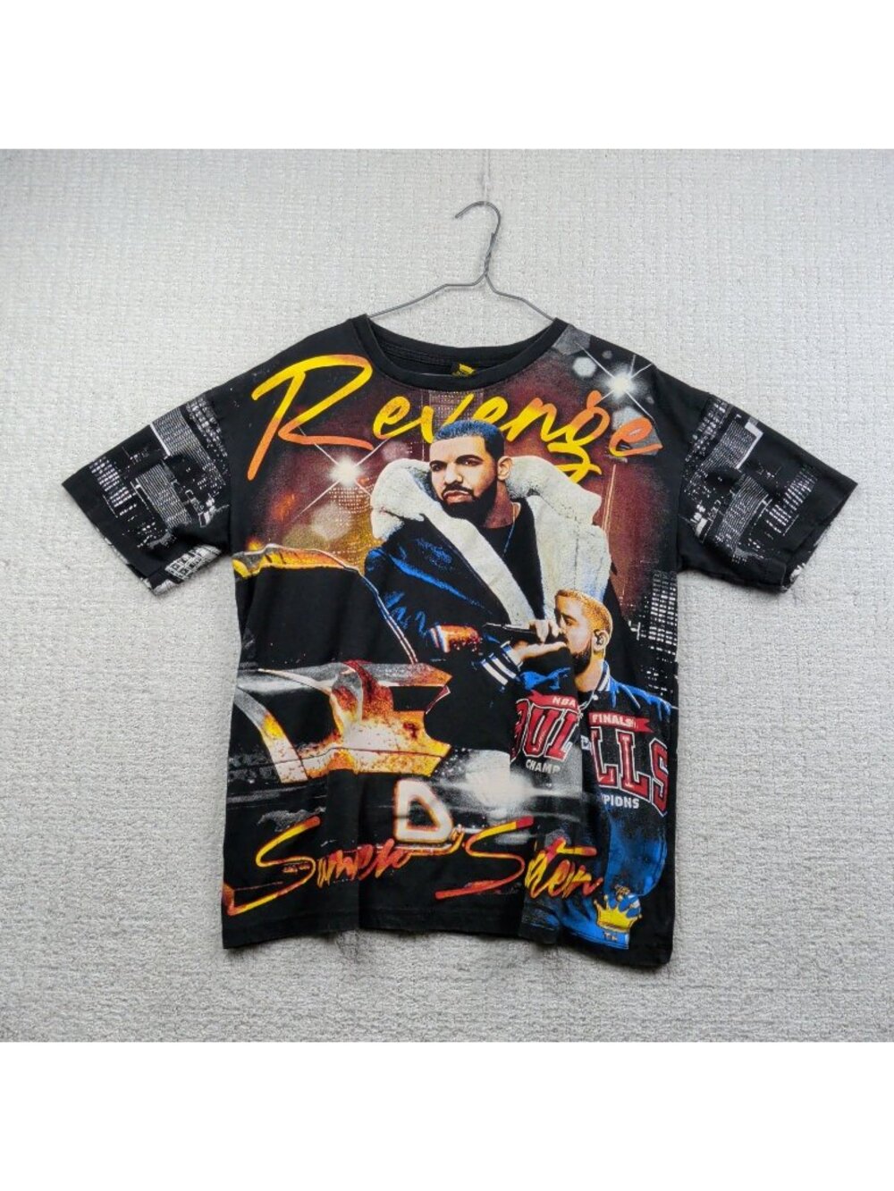 Drake Hip Hop / Rap Tee T-Shirt Double Sided Graphic AOP Grunge OVO Read